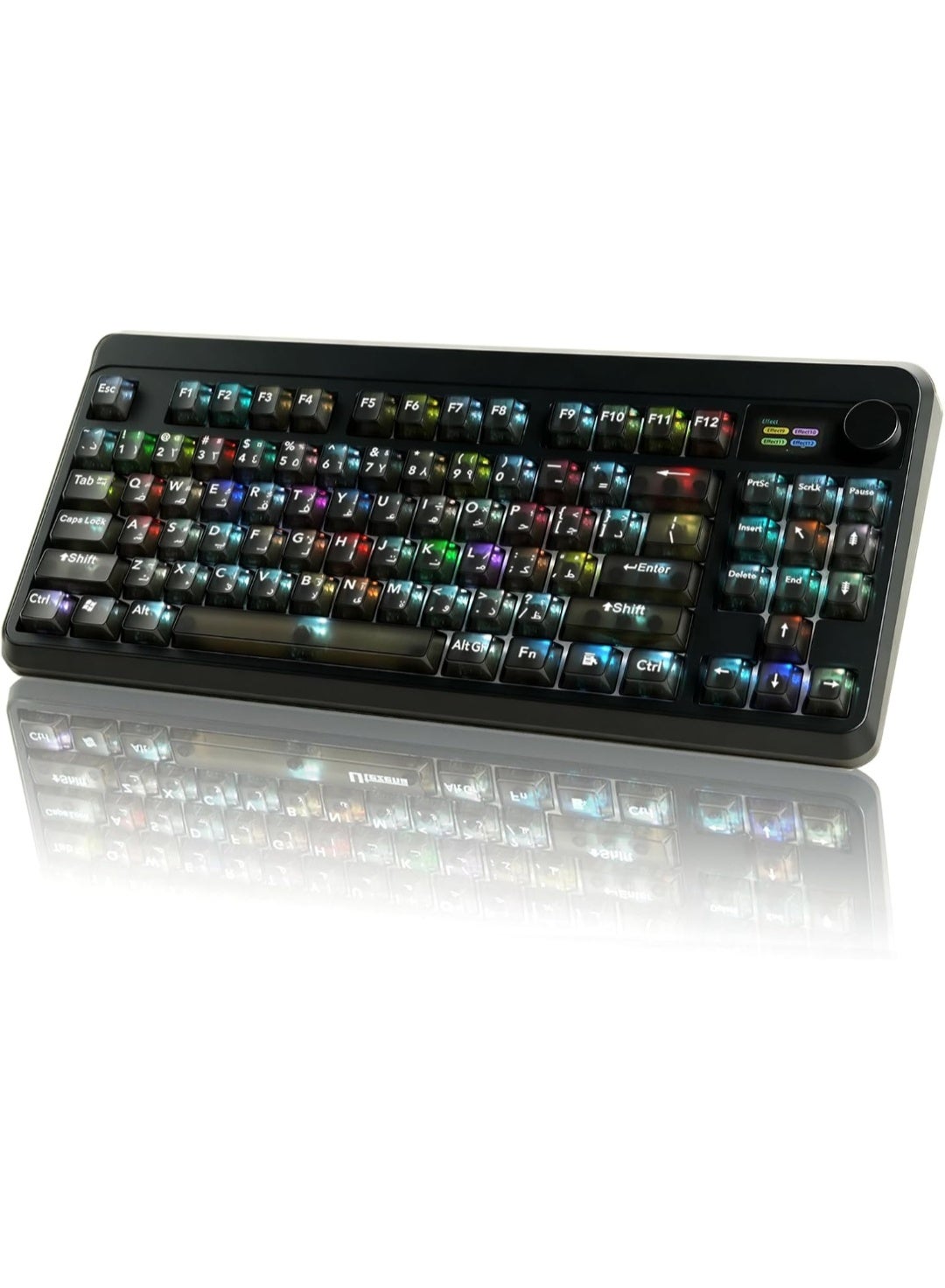 80% Wireless Mechanical Gaming Keyboard - RGB Backlit Keyboard with TFT Screen & Knob, Hot Swappable, Pre-lubed Linear Switches, BT5.0/2.4GHz/USB-C, Arabic Bilingual for PC/Mac/Office/Gaming